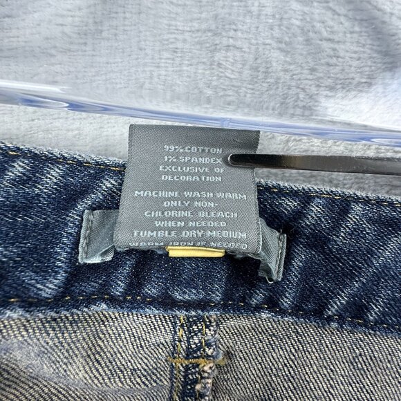 Ann Taylor Straight Jeans Slim Fit Lower On Waist Embroidered Back Women 0P Blue - Picture 6 of 12